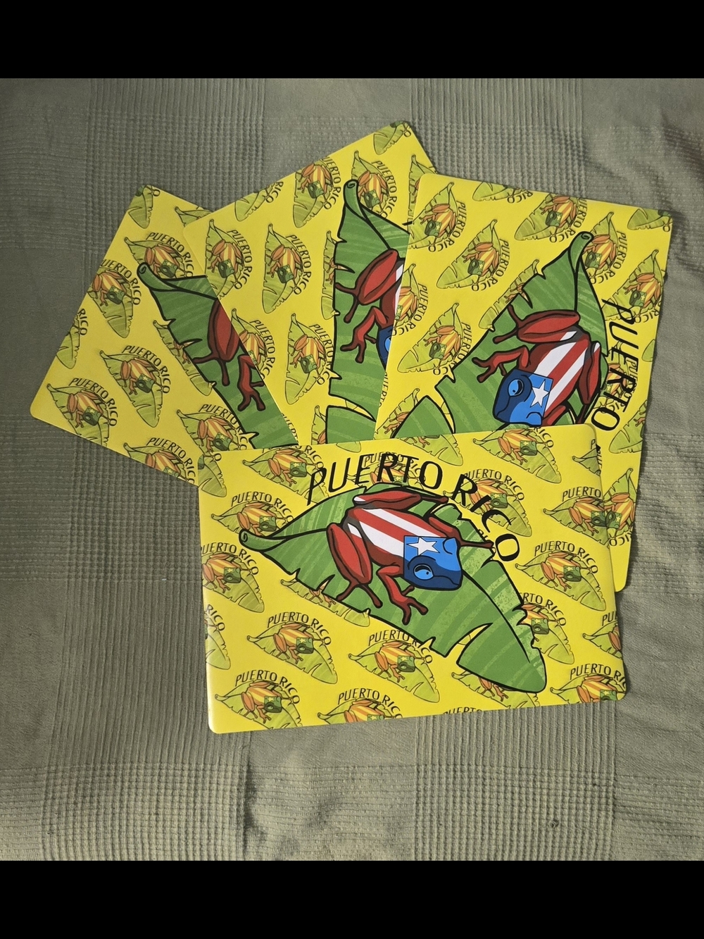 Puerto Rico Coquí Placemat Set in Bright Yellow & Green